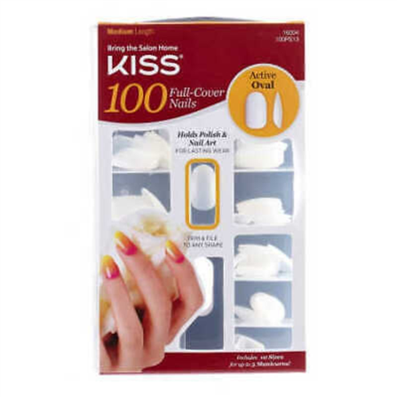 KISS 100 Full Cover Nails Active Oval