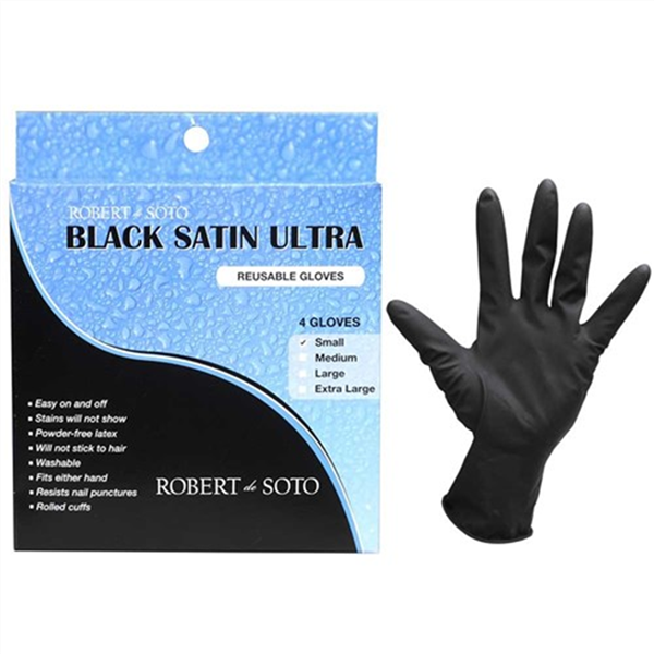 DESOTO BLACK SATIN GLOVES SMALL PK4_1