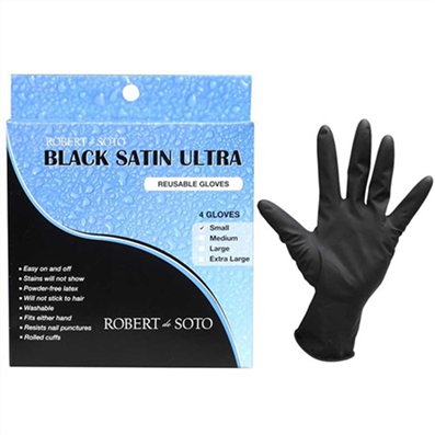 DESOTO BLACK SATIN GLOVES SMALL PK4