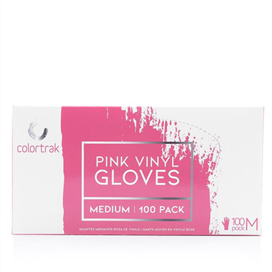 COLORTRAK DISPOSABLE PINK VINYL GLOVES - 100PK M