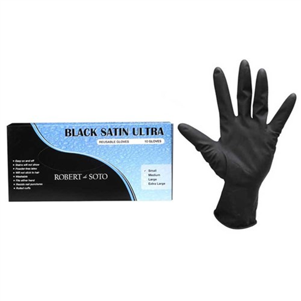 DESOTO BLACK SATIN GLOVES SML 10PR_1