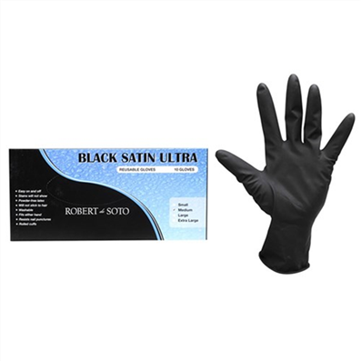 DESOTO BLACK SATIN GLOVES LGE 10PR